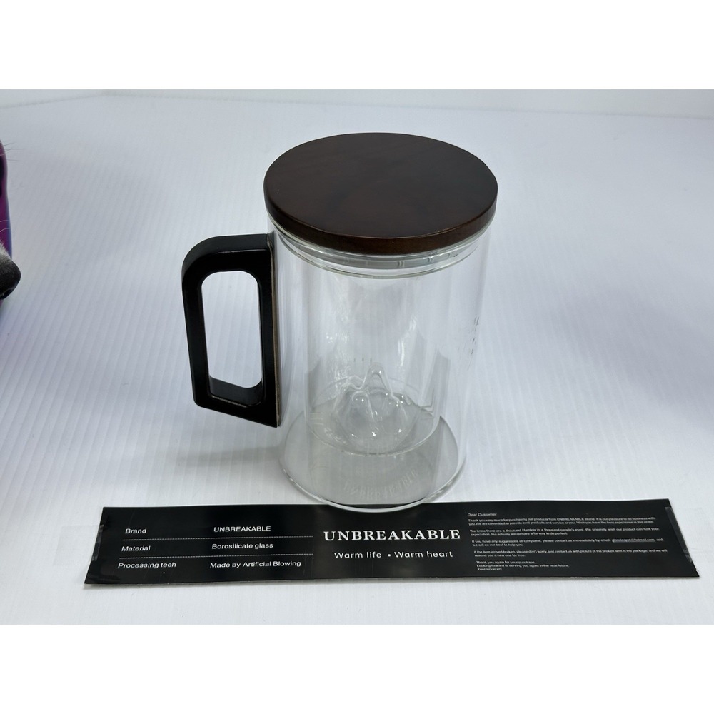 New UNBREAKABLE BRAND BOROSILICATE GLASS Tea Infuser Mug Removable Strainer